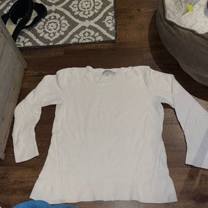 LOFT white sweater with finely detailed sleeves and sides